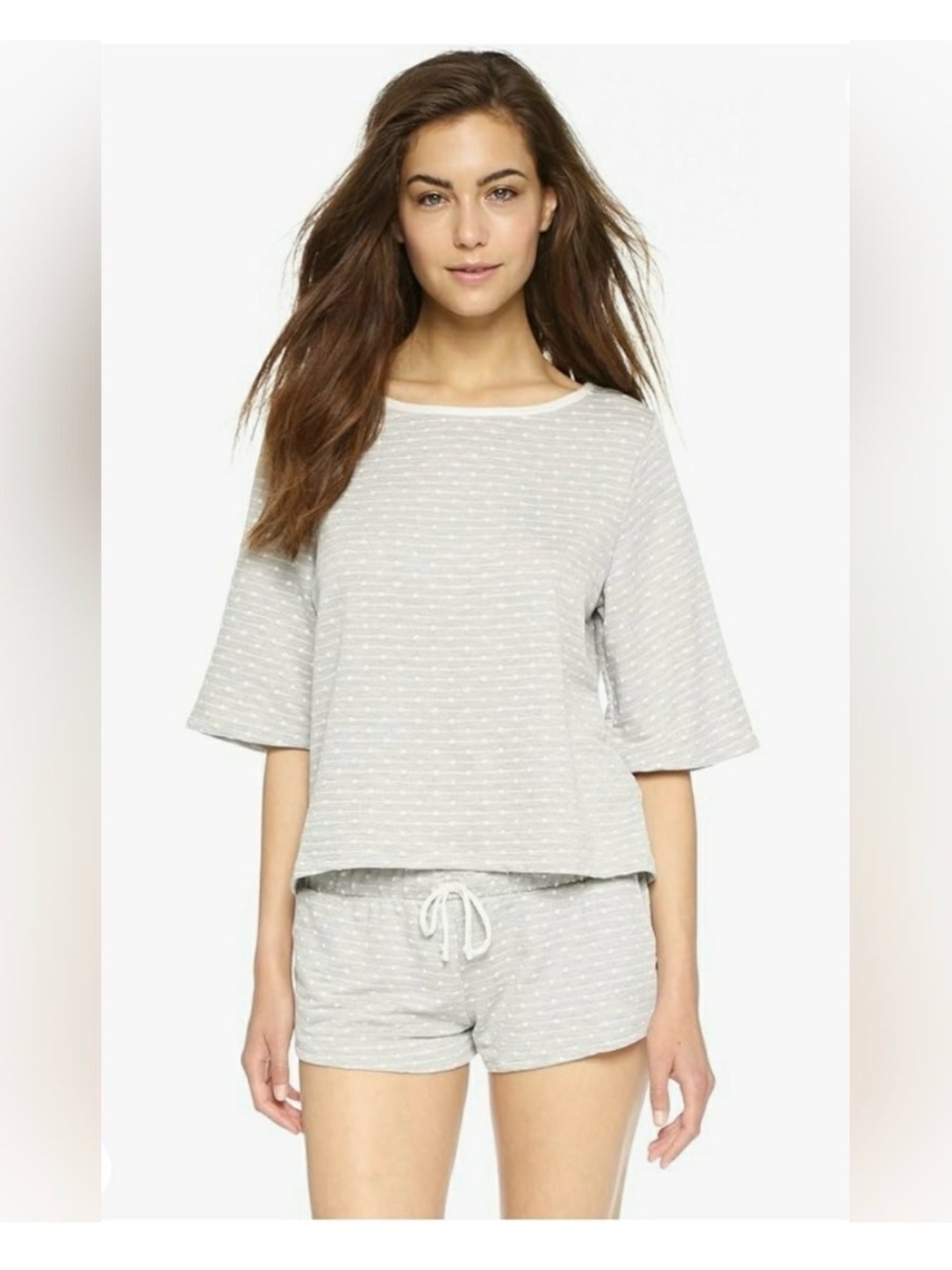 Eberjey Light Gray Stripe Short Pajama Set